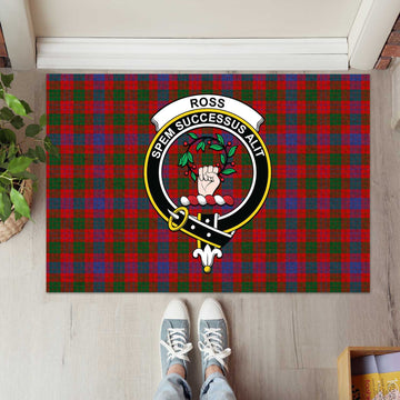 Ross Tartan Rubber Doormat with Family Crest