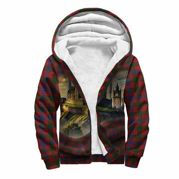Tartan Vibes Clothing Ross Tartan Family Crest Sherpa Hoodie with Scottish Ancient Castle Style