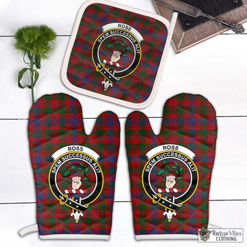 Ross Tartan Combo Oven Mitt & Pot-Holder with Family Crest Combo 1 Oven Mitt & 1 Pot-Holder White - Tartan Vibes Clothing