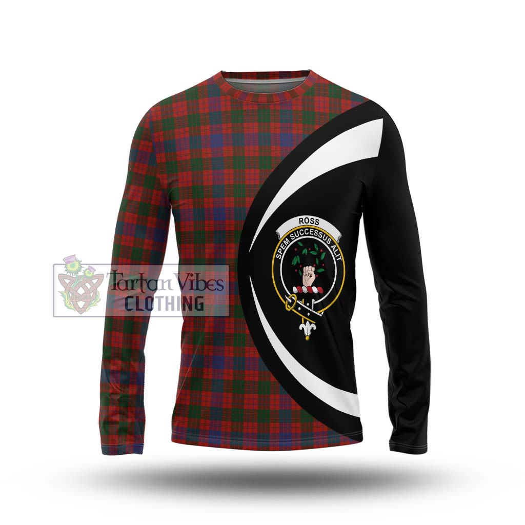 Ross Tartan Long Sleeve T-Shirt with Family Crest Circle Style Unisex - Tartan Vibes Clothing