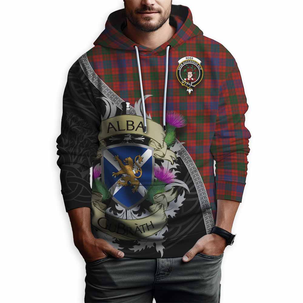 Tartan Vibes Clothing Ross Tartan Family Crest Hoodie Lion Rampant Royal Thistle Shield Celtic Inspired