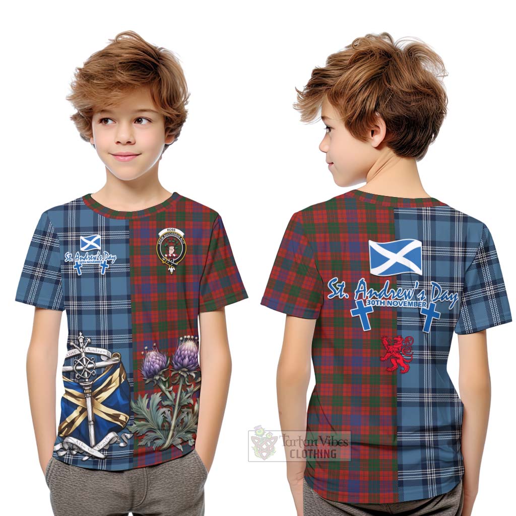 Tartan Vibes Clothing Ross Tartan Kid T-Shirt Happy St. Andrew's Day Half Tartan Style