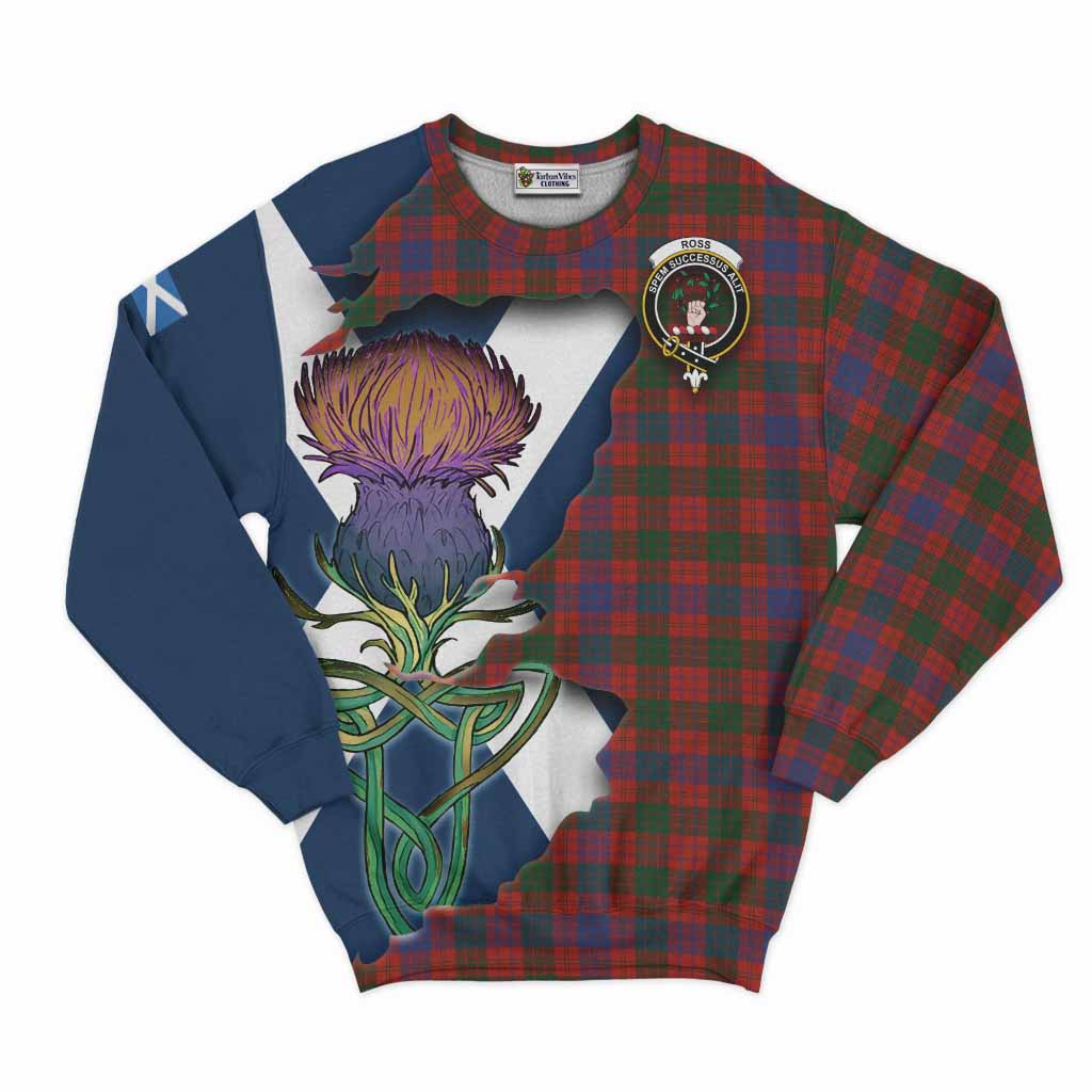 Tartan Vibes Clothing Ross Tartan Family Crest Sweatshirt Scottish Thistle Celtic Inspired