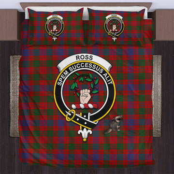 Ross Tartan Bedding Set with Family Crest