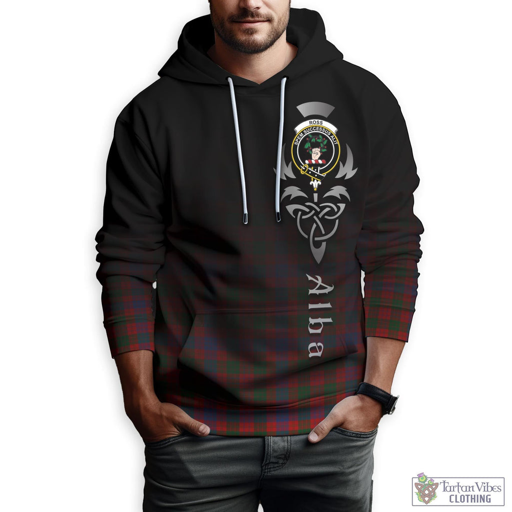 Tartan Vibes Clothing Ross Tartan Hoodie Featuring Alba Gu Brath Family Crest Celtic Inspired