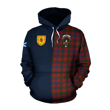 Tartan Vibes Clothing Ross Tartan Cotton Hoodie Alba with Scottish Lion Royal Arm Half Style