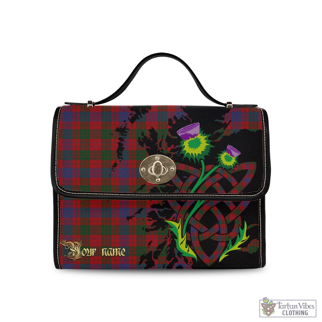Tartan Vibes Clothing Ross Tartan Waterproof Canvas Bag with Scotland Map and Thistle Celtic Accents