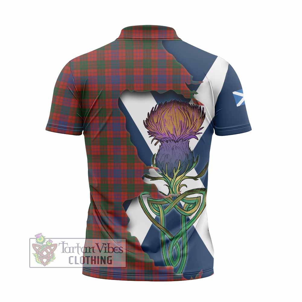 Tartan Vibes Clothing Ross Tartan Family Crest Zipper Polo Shirt Scottish Thistle Celtic Inspired