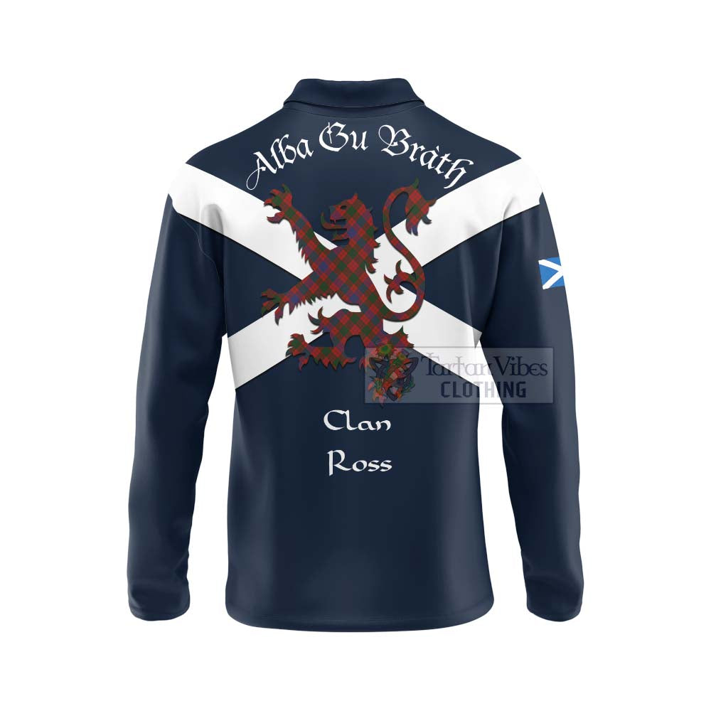 Tartan Vibes Clothing Ross Tartan Lion Rampant Long Sleeve Polo Shirt – Proudly Display Your Heritage with Alba Gu Brath and Clan Name