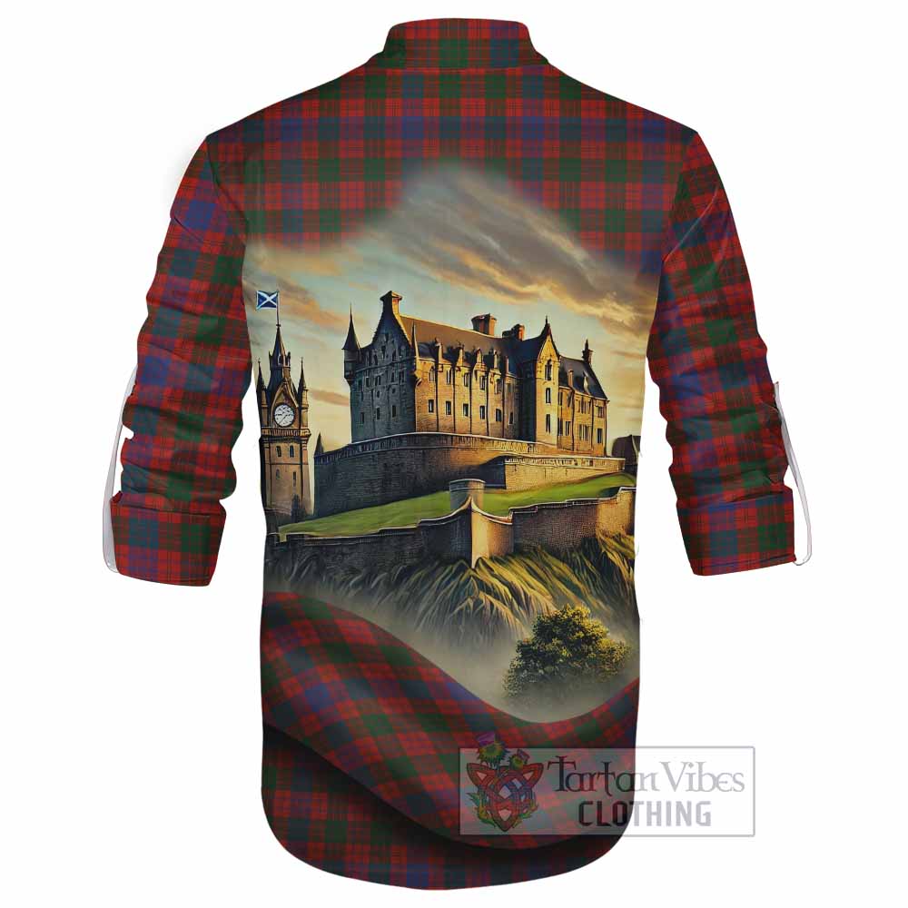 Tartan Vibes Clothing Ross Tartan Family Crest Ghillie Kilt Shirt with Scottish Ancient Castle Style