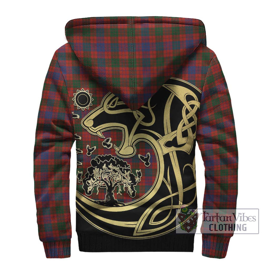 Ross Tartan Sherpa Hoodie with Family Crest Celtic Wolf Style - Tartan Vibes Clothing