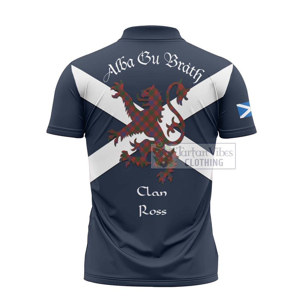 Tartan Vibes Clothing Ross Tartan Lion Rampant Zipper Polo Shirt – Proudly Display Your Heritage with Alba Gu Brath and Clan Name