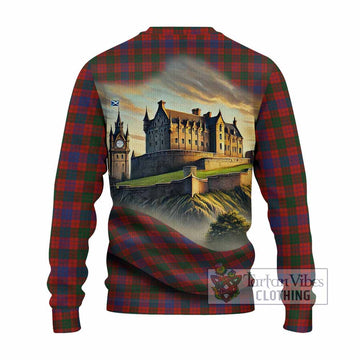 Tartan Vibes Clothing Ross Tartan Family Crest Knitted Sweater with Scottish Ancient Castle Style