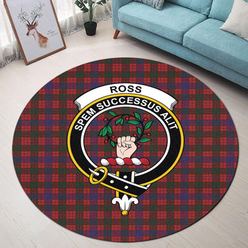 Ross Tartan Round Rug with Family Crest