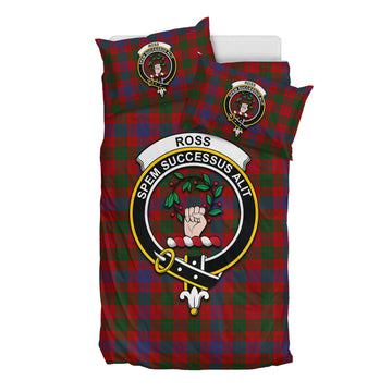 Ross Tartan Bedding Set with Family Crest
