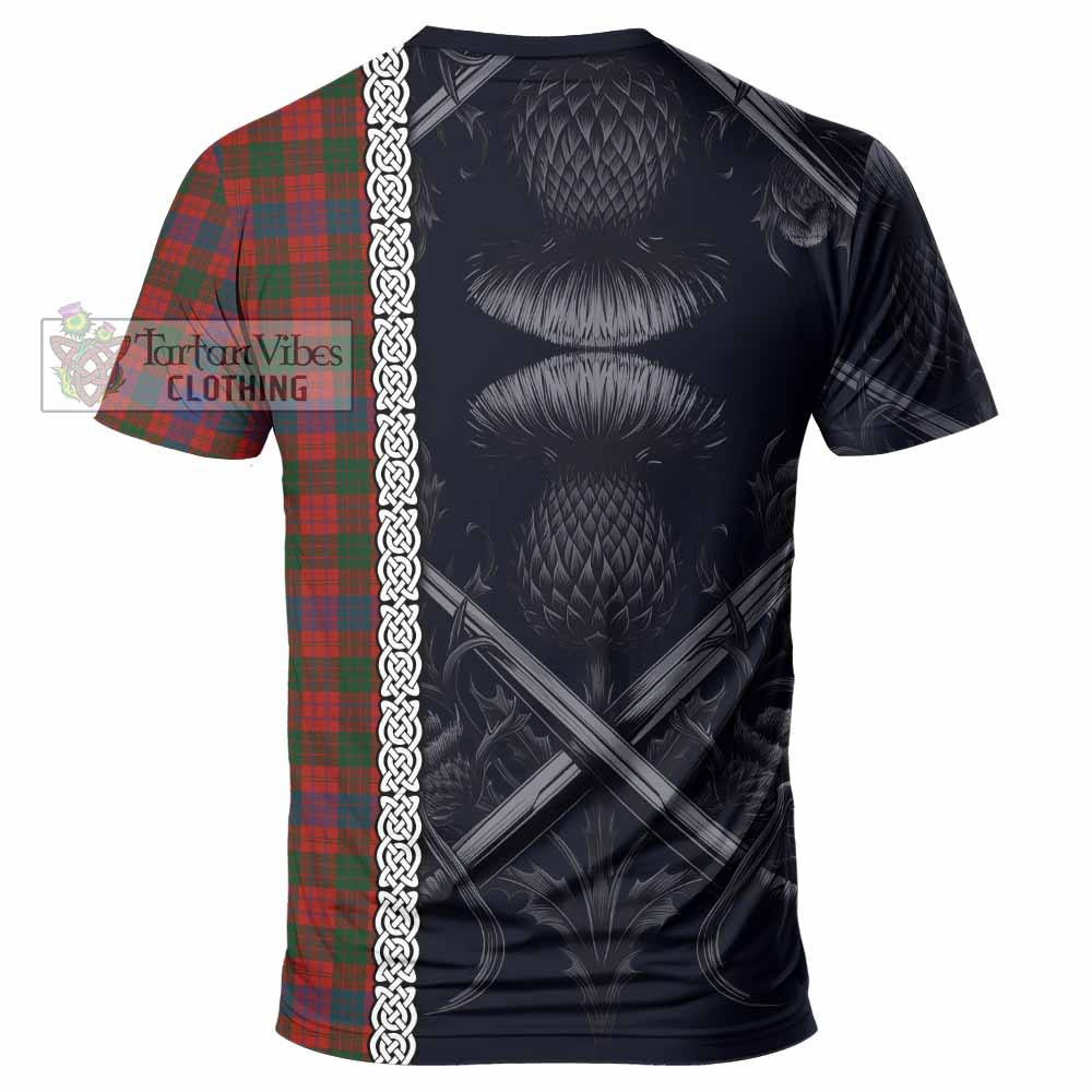 Tartan Vibes Clothing Ross Tartan T-Shirt with Family Crest Cross Sword Thistle Celtic Vibes
