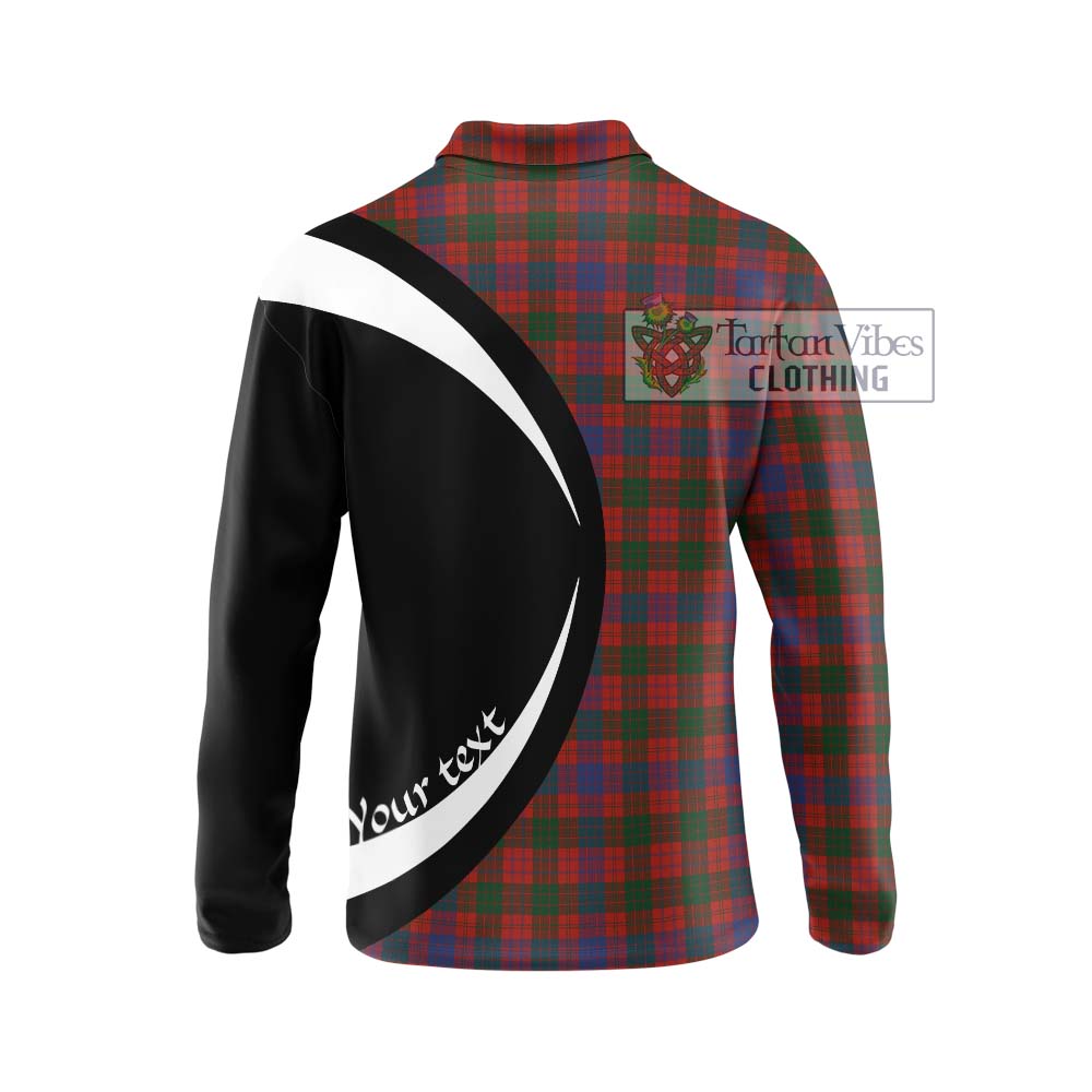 Ross Tartan Long Sleeve Polo Shirt with Family Crest Circle Style - Tartan Vibes Clothing