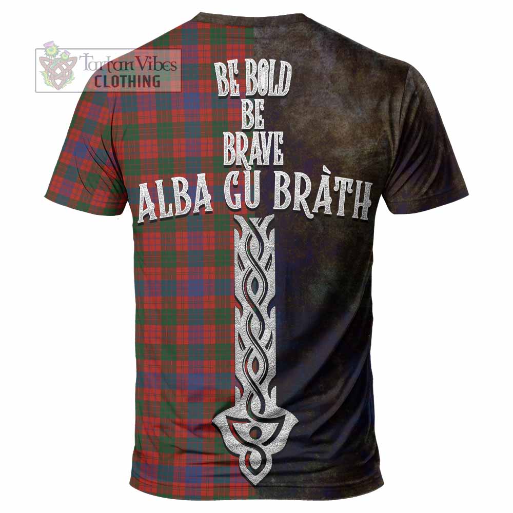 Tartan Vibes Clothing Ross Tartan Family Crest T-Shirt Alba Gu Brath Be Brave Lion Ancient Style
