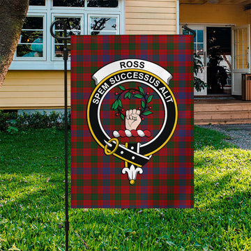 Ross Tartan Flag with Family Crest
