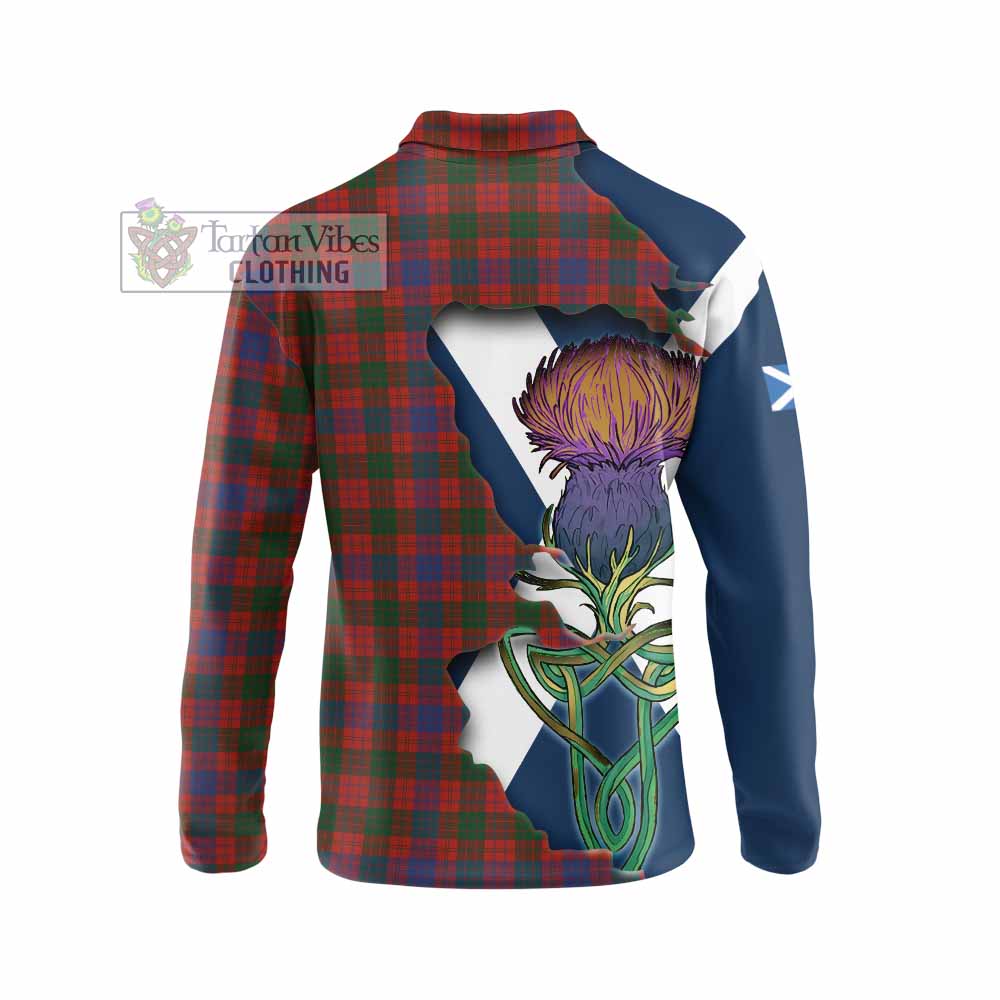 Tartan Vibes Clothing Ross Tartan Family Crest Long Sleeve Polo Shirt Scottish Thistle Celtic Inspired