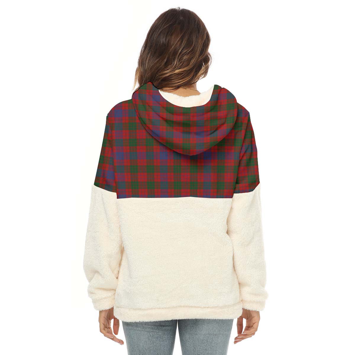 Ross Tartan Women's Borg Fleece Hoodie With Half Zip - Tartan Vibes Clothing