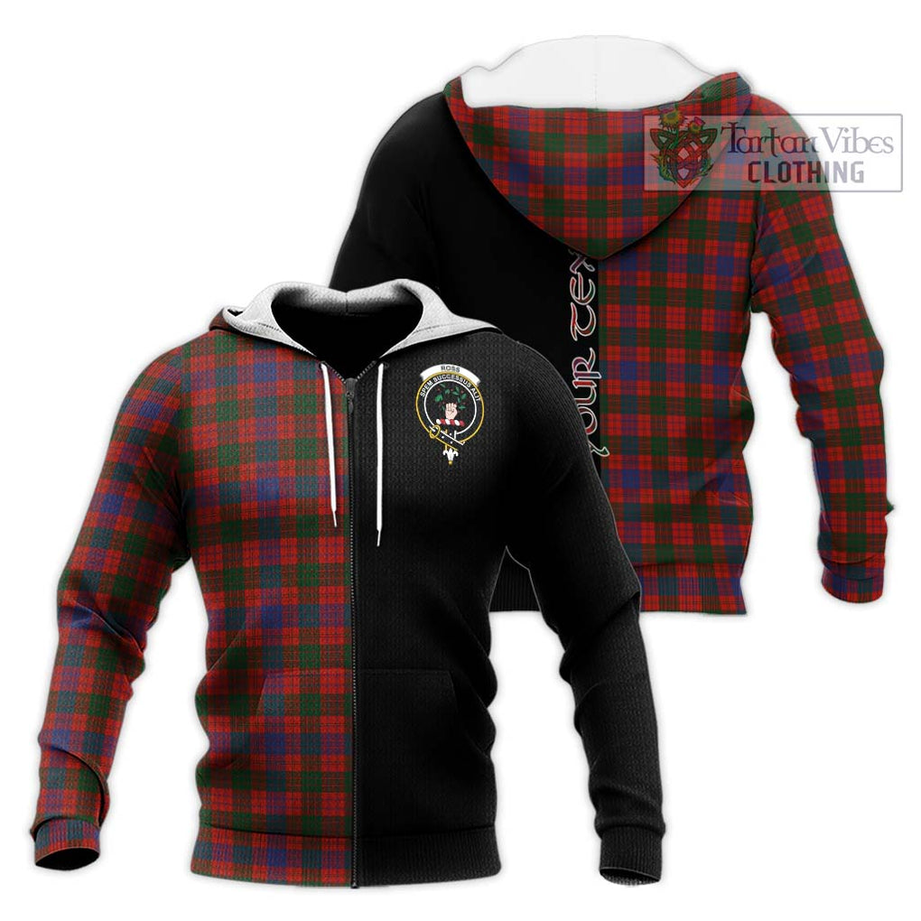 Ross Tartan Knitted Hoodie with Family Crest and Half Of Me Style Unisex Knitted Zip Hoodie - Tartanvibesclothing Shop