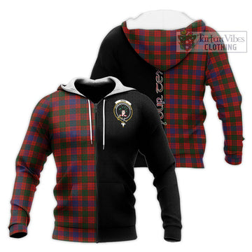 Ross Tartan Knitted Hoodie with Family Crest and Half Of Me Style Unisex Knitted Zip Hoodie - Tartanvibesclothing Shop