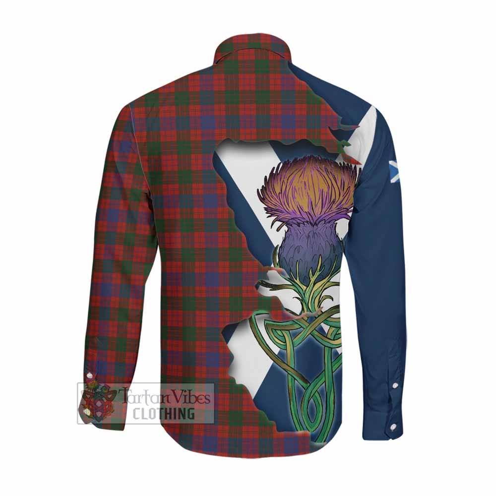 Tartan Vibes Clothing Ross Tartan Family Crest Long Sleeve Button Shirt Scottish Thistle Celtic Inspired