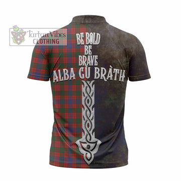 Ross Tartan Family Crest Zipper Polo Shirt Alba Gu Brath Be Brave Lion Ancient Style