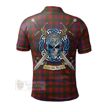 Tartan Vibes Clothing Ross Tartan Polo Shirt with Family Crest Celtic Skull Style