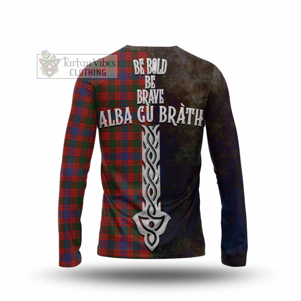 Tartan Vibes Clothing Ross Tartan Family Crest Long Sleeve T-Shirt Alba Gu Brath Be Brave Lion Ancient Style