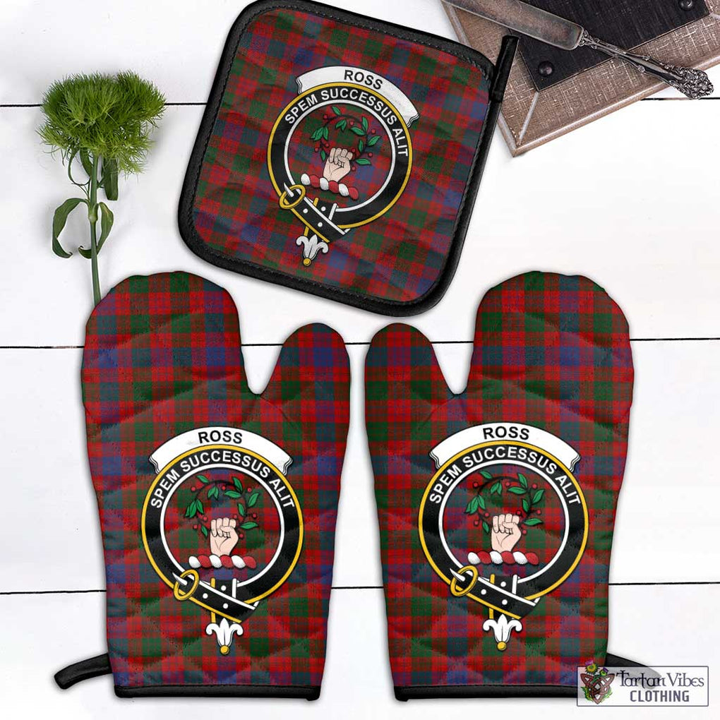 Ross Tartan Combo Oven Mitt & Pot-Holder with Family Crest Combo 1 Oven Mitt & 1 Pot-Holder Black - Tartan Vibes Clothing
