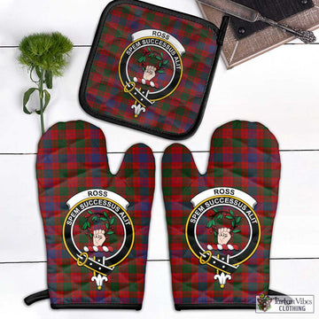 Ross Tartan Combo Oven Mitt & Pot-Holder with Family Crest Combo 1 Oven Mitt & 1 Pot-Holder Black - Tartan Vibes Clothing