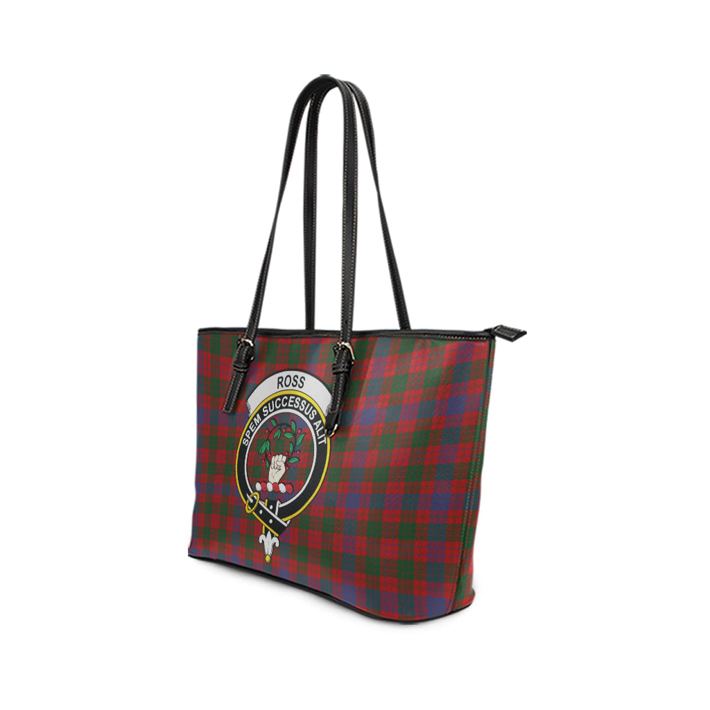 Ross Tartan Leather Tote Bag with Family Crest - Tartan Vibes Clothing