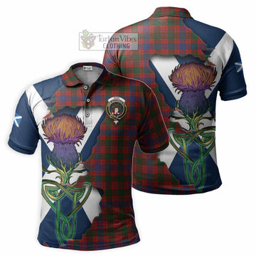 Ross Tartan Family Crest Polo Shirt Scottish Thistle Celtic Inspired