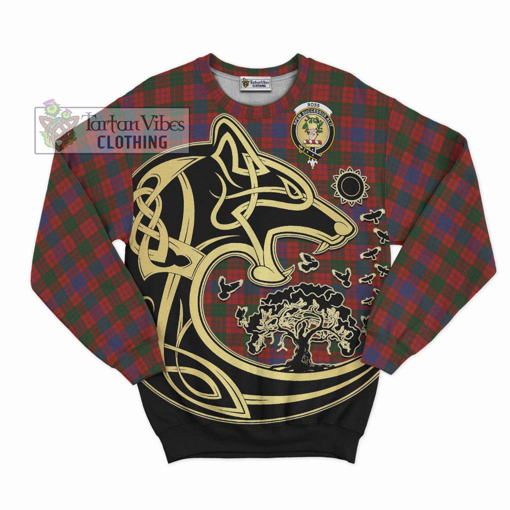 Ross Tartan Sweatshirt with Family Crest Celtic Wolf Style - Tartan Vibes Clothing