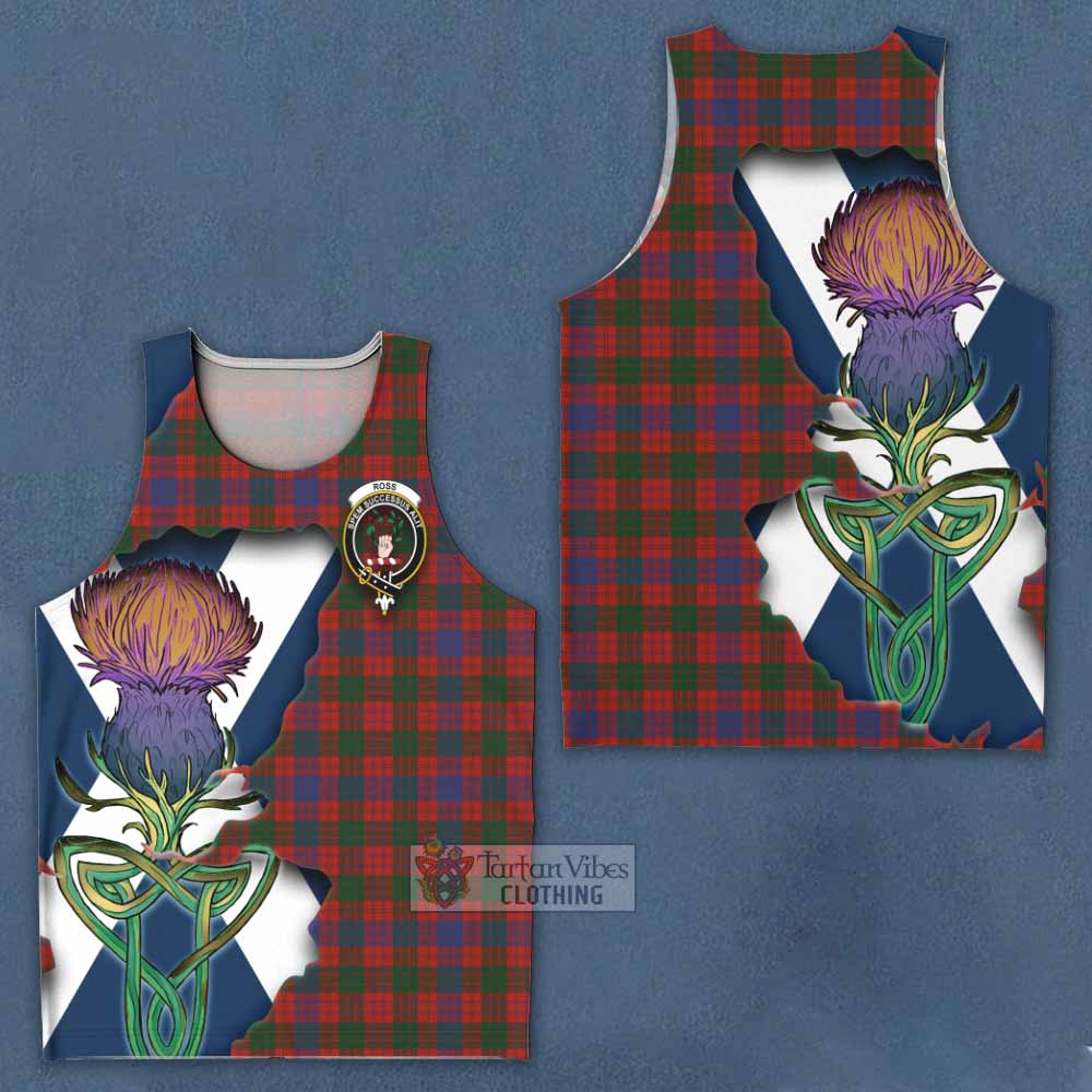 Tartan Vibes Clothing Ross Tartan Family Crest Men's Tank Top Scottish Thistle Celtic Inspired
