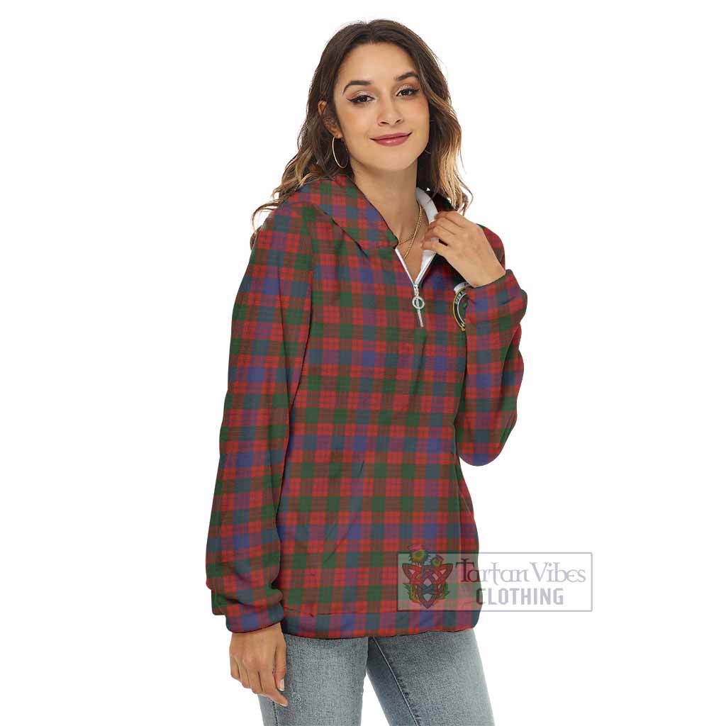 Tartan Vibes Clothing Ross Tartan Crest Women's Borg  Half Zip Fleece Hoodie
