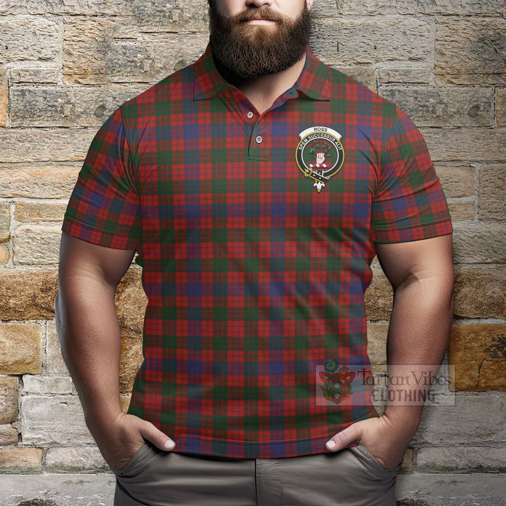 Tartan Vibes Clothing Ross Tartan Polo Shirt with Family Crest Celtic Skull Style