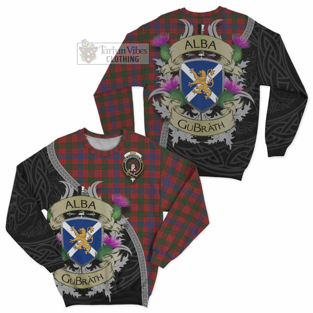 Tartan Vibes Clothing Ross Tartan Family Crest Sweatshirt Lion Rampant Royal Thistle Shield Celtic Inspired