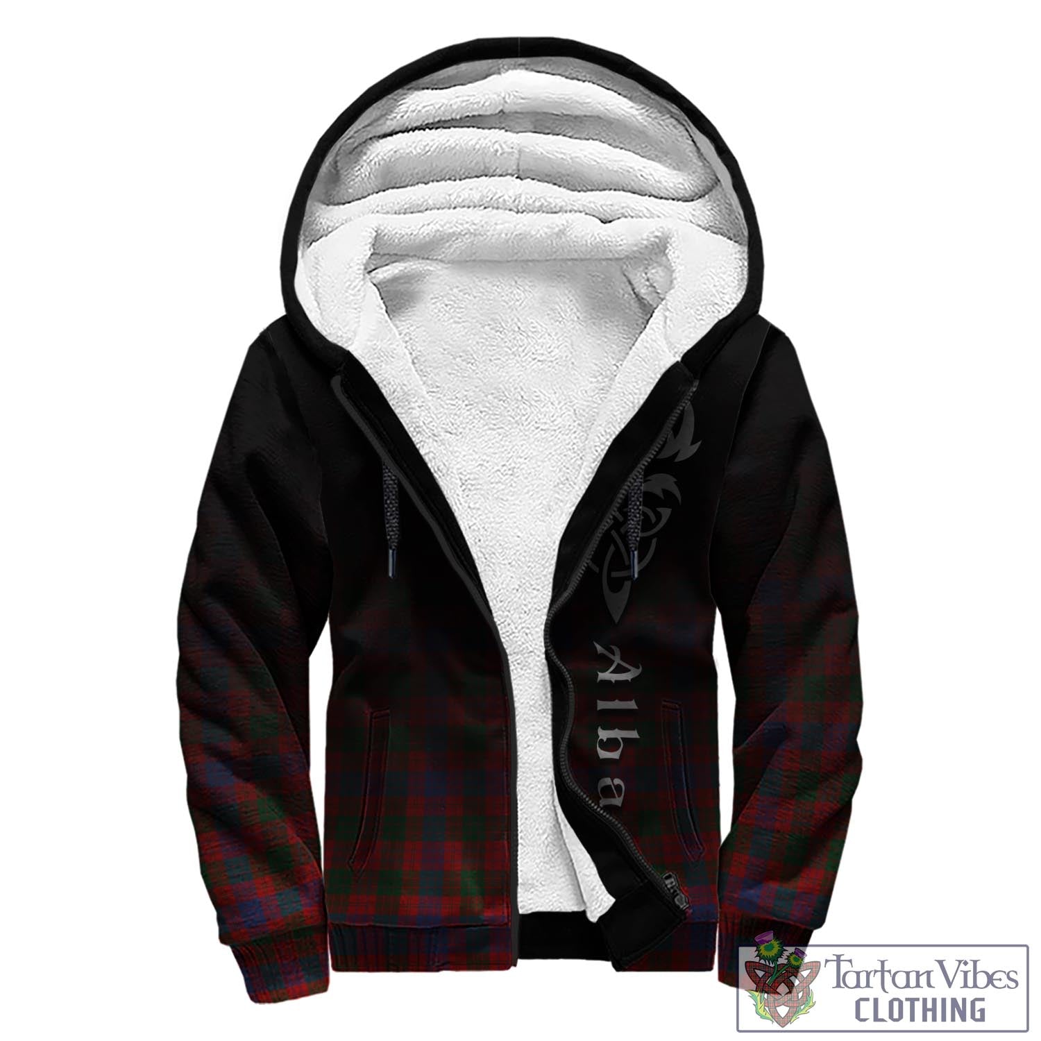 Tartan Vibes Clothing Ross Tartan Sherpa Hoodie Featuring Alba Gu Brath Family Crest Celtic Inspired