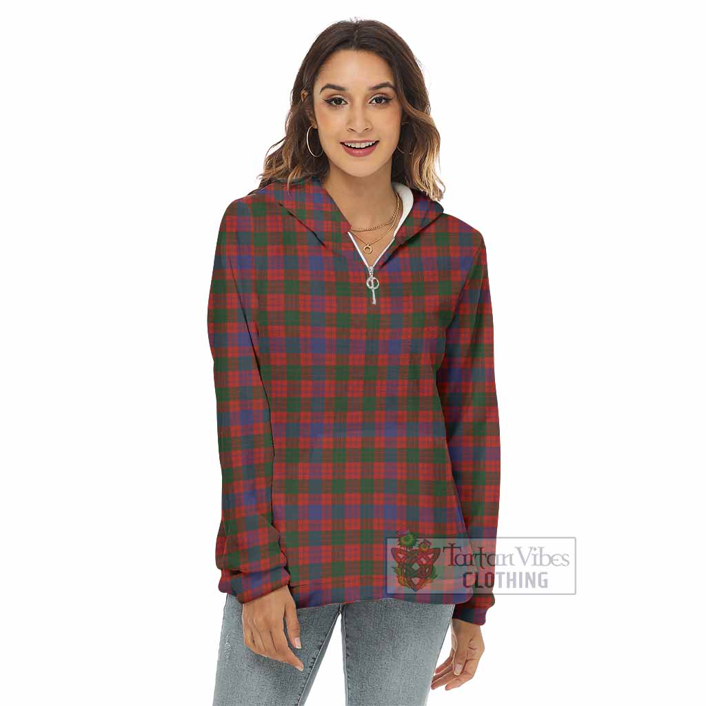 Tartan Vibes Clothing Ross Tartan Women's Borg  Half Zip Fleece Hoodie