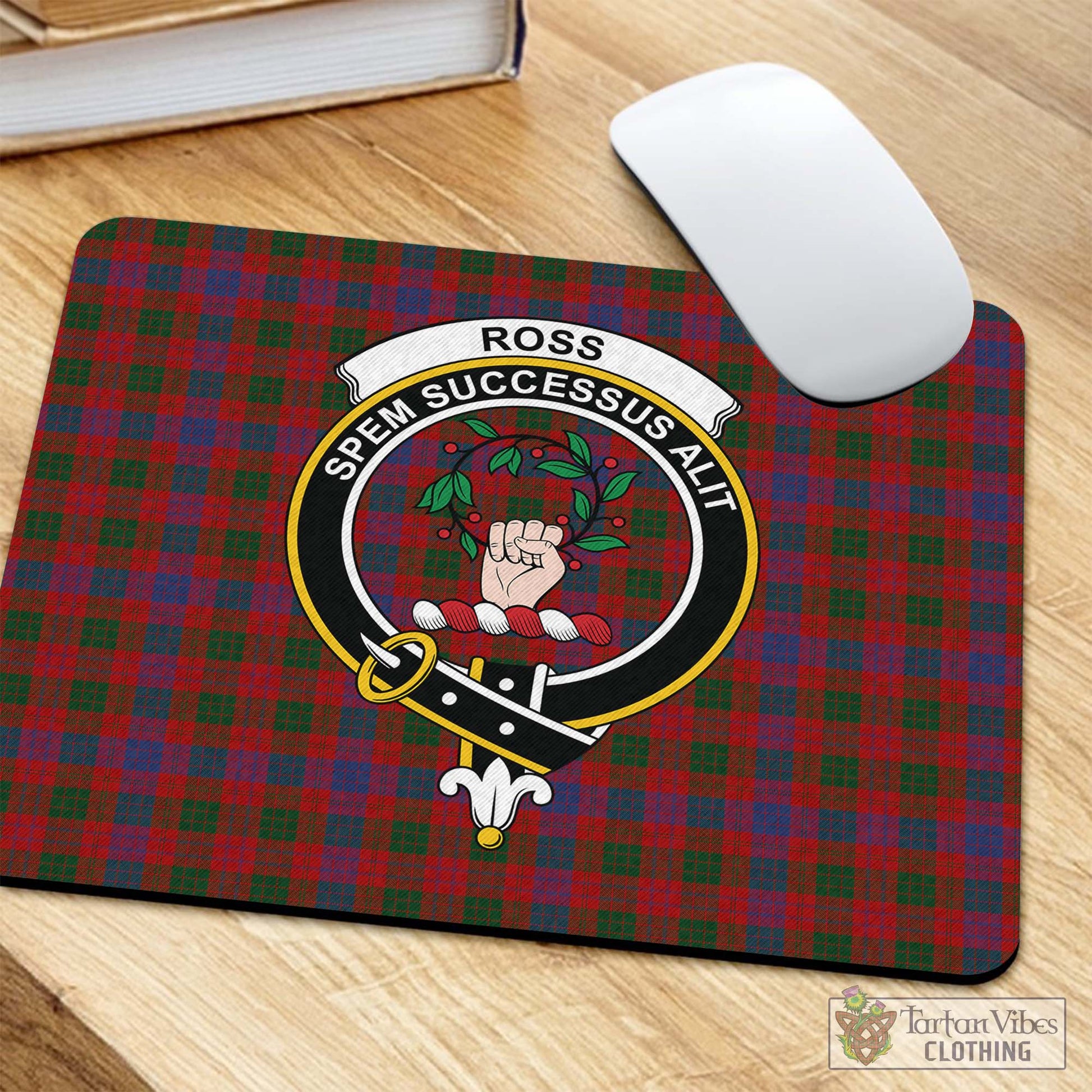 Tartan Vibes Clothing Ross Tartan Mouse Pad with Family Crest