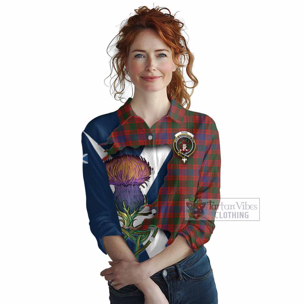 Tartan Vibes Clothing Ross Tartan Family Crest Women's Casual Shirt Scottish Thistle Celtic Inspired