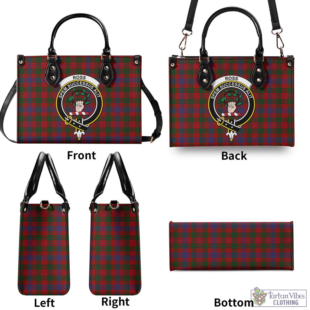 Tartan Vibes Clothing Ross Tartan Luxury Leather Handbags with Family Crest