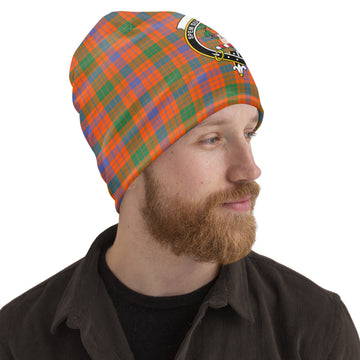 Ross Ancient Tartan Beanies Hat with Family Crest