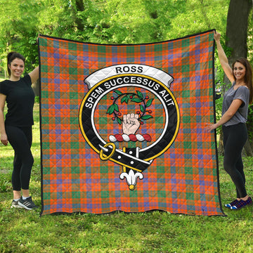 Ross Ancient Tartan Quilt with Family Crest