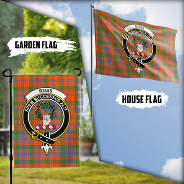 Ross Ancient Tartan Flag with Family Crest