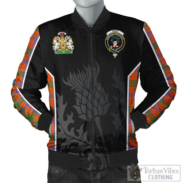 Ross Ancient Tartan Bomber Jacket with Family Crest and Scottish Thistle Vibes Sport Style
