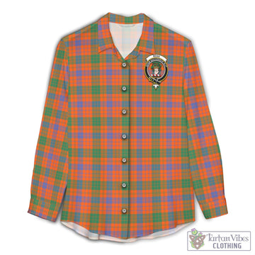 Ross Ancient Tartan Womens Casual Shirt with Family Crest